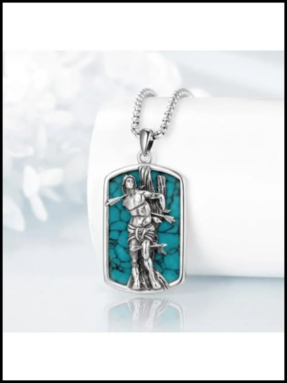 Saint Sebastian Pendant Necklace Stainless Steel Chain Patron Saint Amulet
